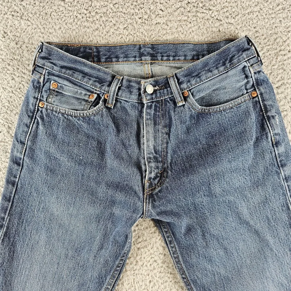 Levis 505 Jeans Mens 32x29* Blue Denim Regular Straight Distressed Skater Grunge